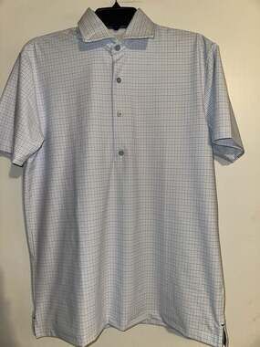 Twillory Performance Fabric Tailored Fit Short Sleeve Polo Shirt Blue Medium